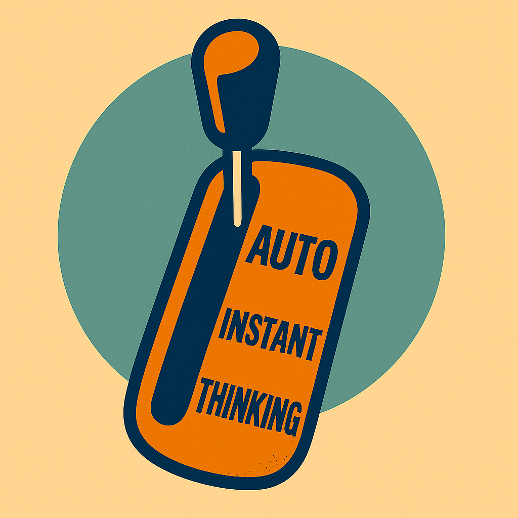 A gear selector with Auto, Instant and Thinking options