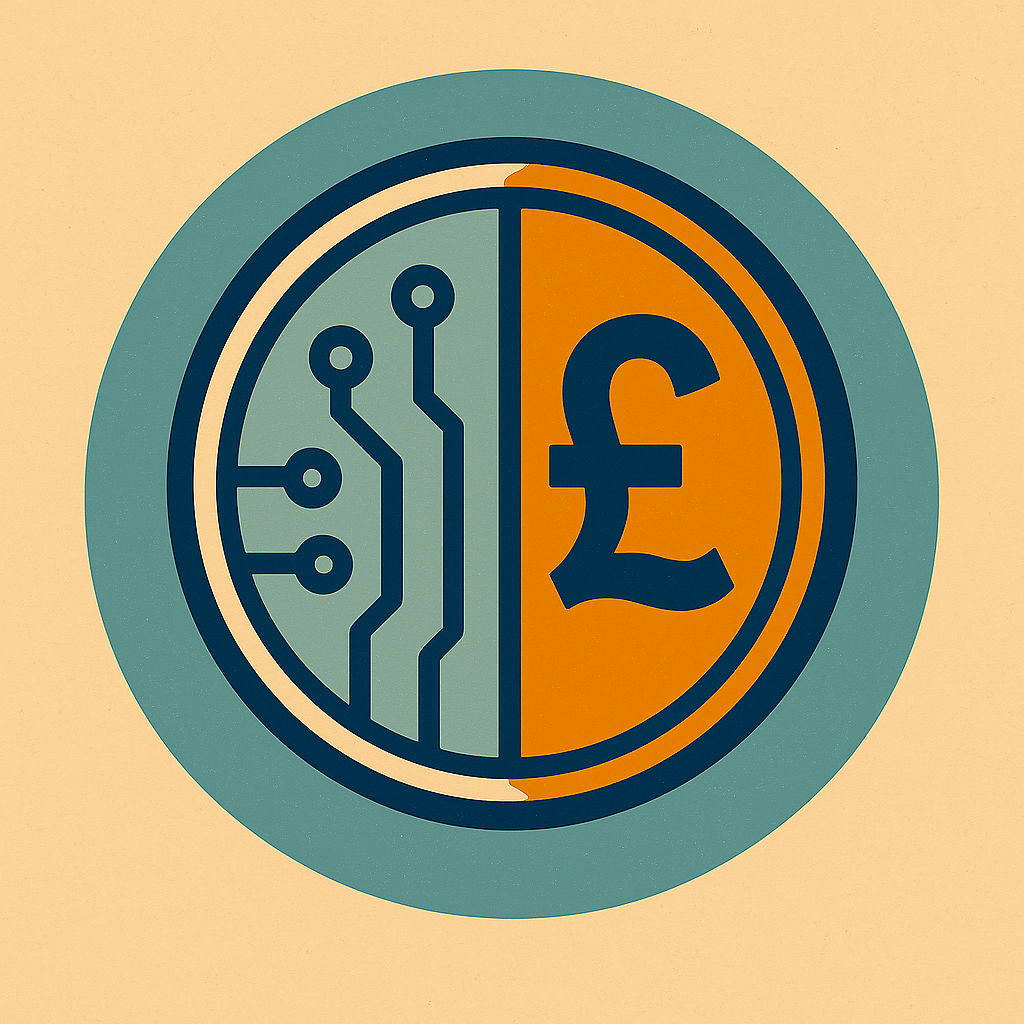 A coin split between a network motif and a pound sign